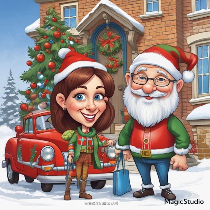 custom christmas cartoon caricature