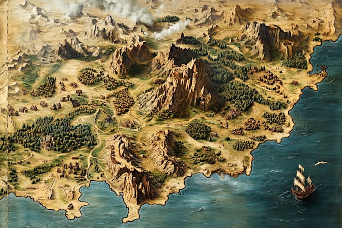 make fantasy map illustration for map
