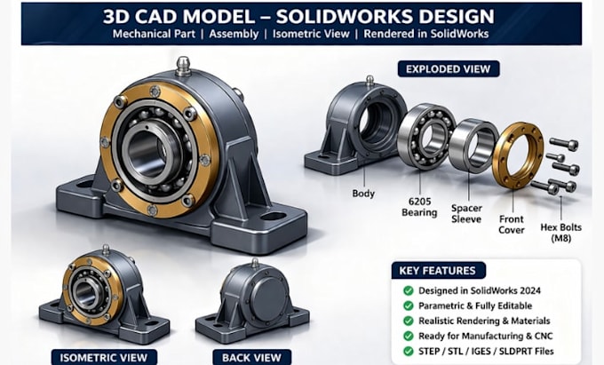 do 3d cad model mechanical and industrial product design ready for manufacturing