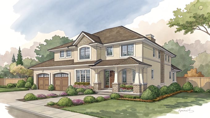 do house portrait for building illustration