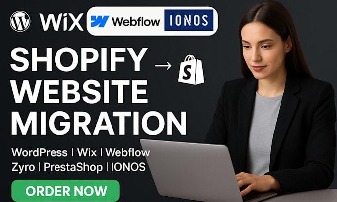 migrate wix zyro prestashop webflow ionos wordpress website migration to shopify