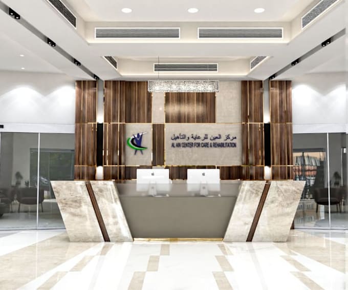 restyle 3d commercial space,hall reception counterm,urban landscape,meeting room