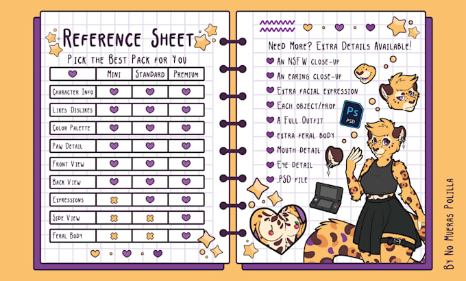 create a reference sheet for your furry character new
