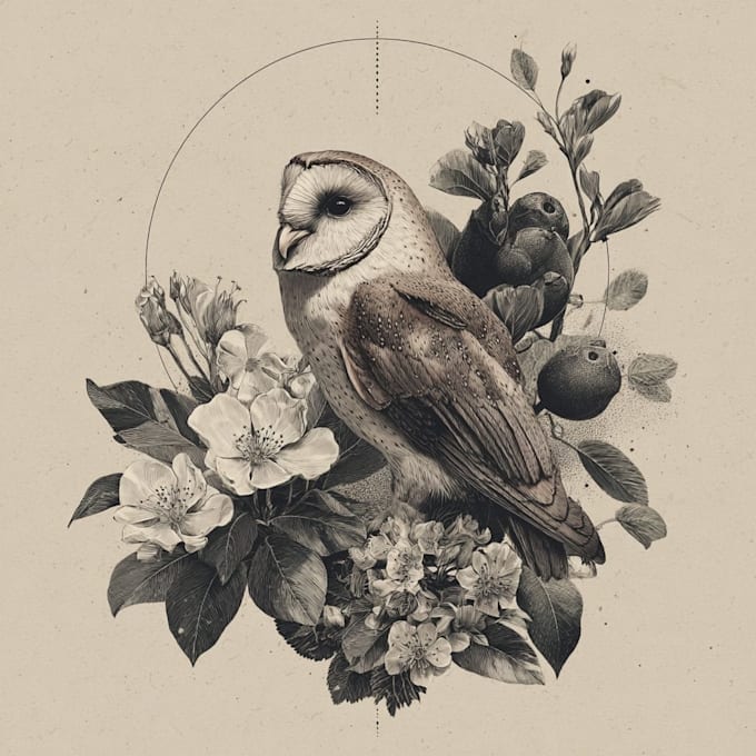 draw an animal and botanical illustration