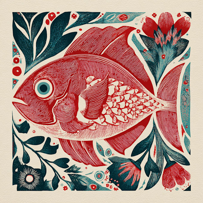 draw high quality linocut illustration