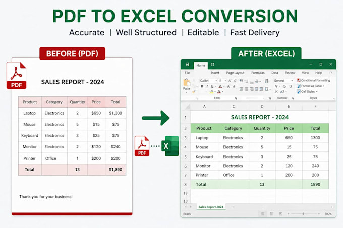 convert PDF to editable word excel
