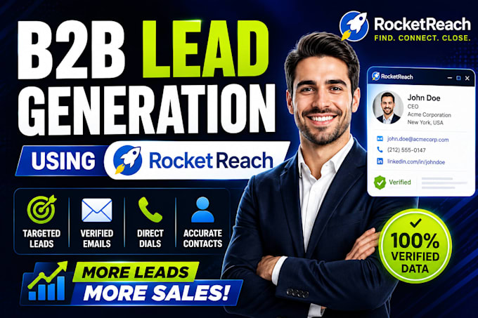 do b2b lead generation using rocketreach and linkedin research