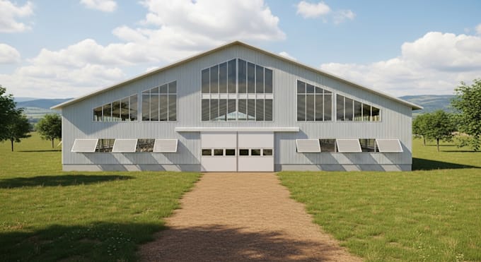 design 3d poultry design, barn design, livestock shed, with 3d render