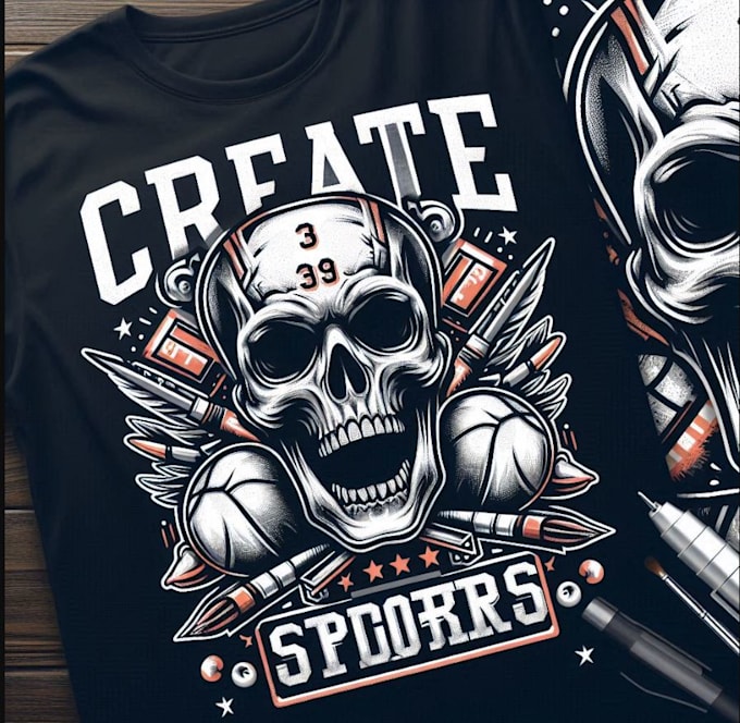 create professional t shirt skull graffiti logo