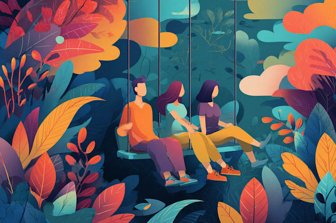 draw a flat vector landscape illustration
