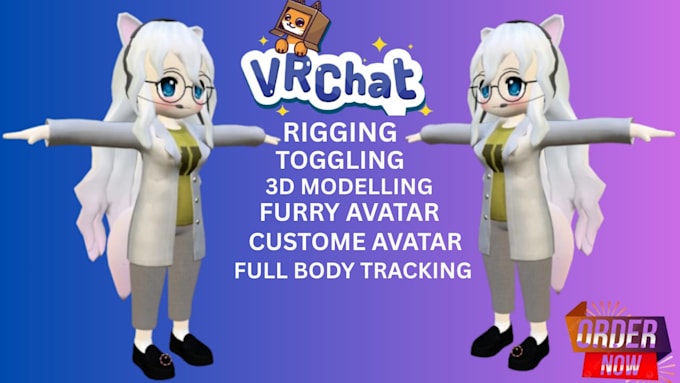 create custom vrchat avatar and rig 3d model for pc and quest with animation vfx