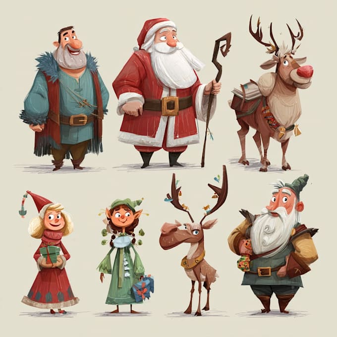 illustrate christmas card,christmas character