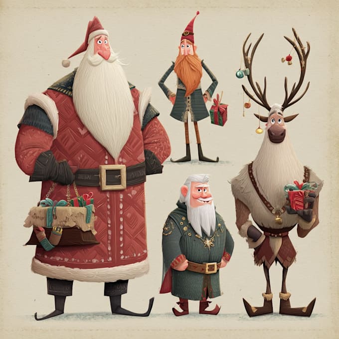 freehand style christmas character