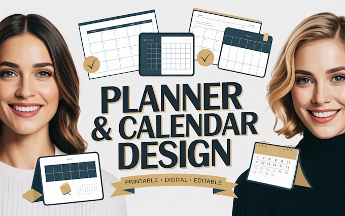 design custom printable and digital planner, journal, monthly or yearly calendar