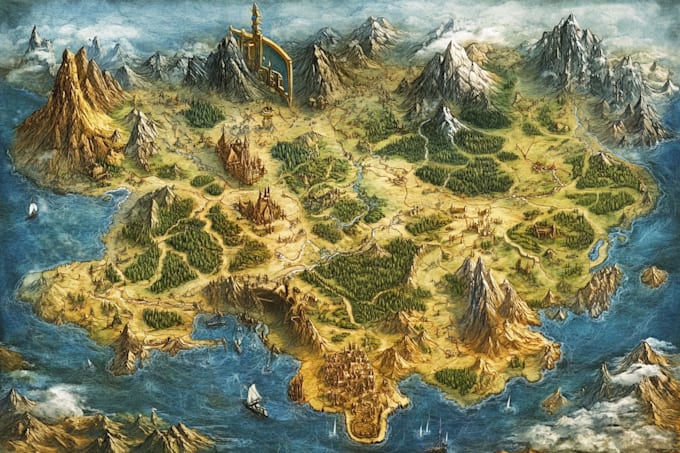 draw a wonderful custom fantasy map