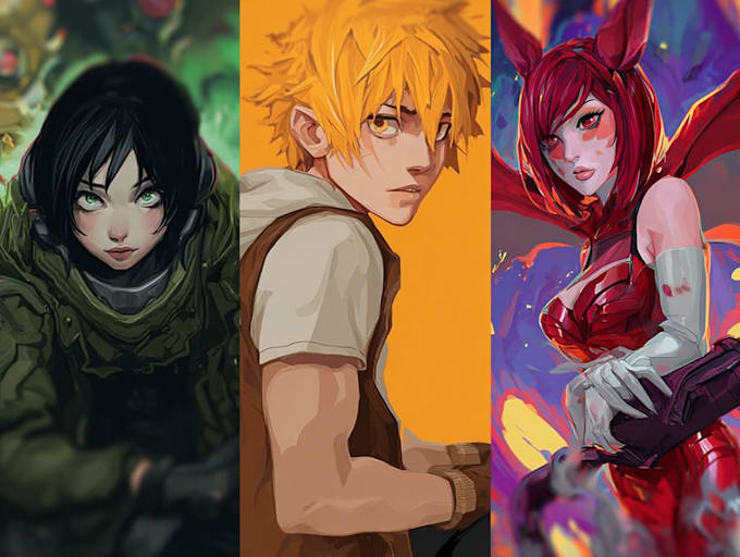 draw anime and game style characters art