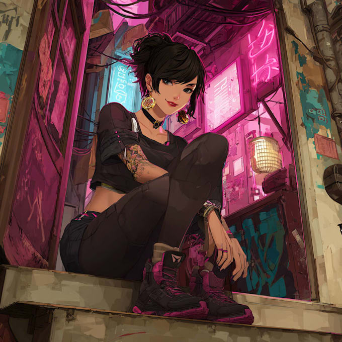 create cyberpunk and retro aesthetic characters