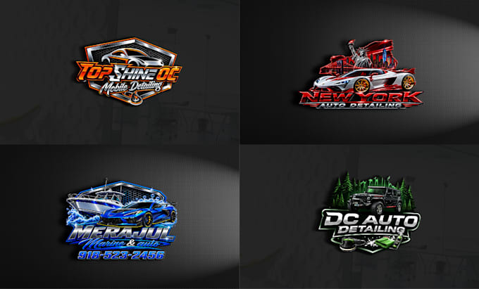 design 3d automotive, mobile detailing, car wash and auto detailing logo