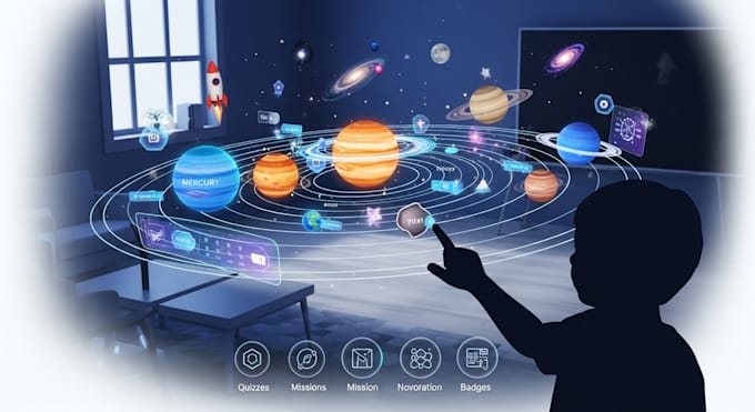 develop a stunning ar solar system and space  learning game for student