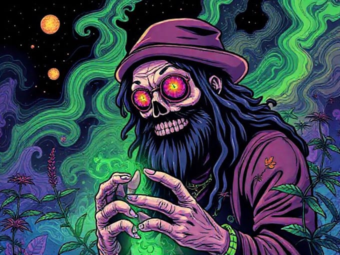 make unique artwork of stoner,weed,psychedelic cover
