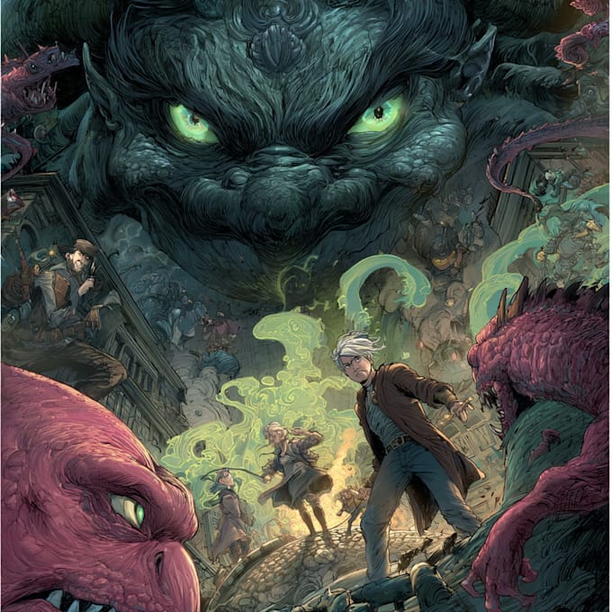 draw a cover art or comic cover art