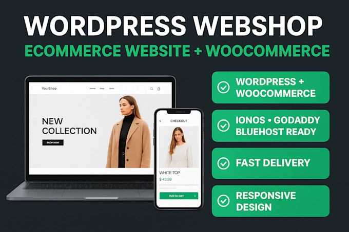build webshop wordpress ecommerce website ionos godaddy bluehosting hostinger