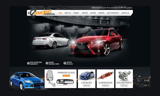 design autopart website automotive dropshipping shopify store automobile website