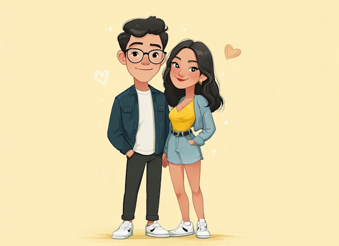 make a depict a couples caricature design