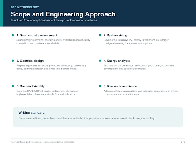write a professional technical dpr and electrical project report