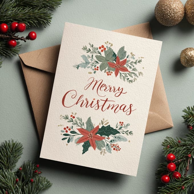 create a beautiful illustrated christmas card