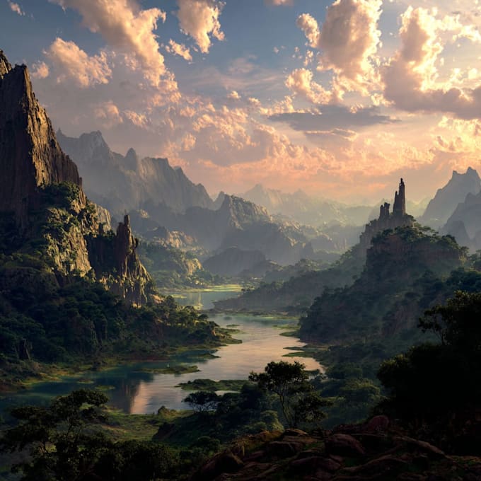 digitally paint fantasy landscape