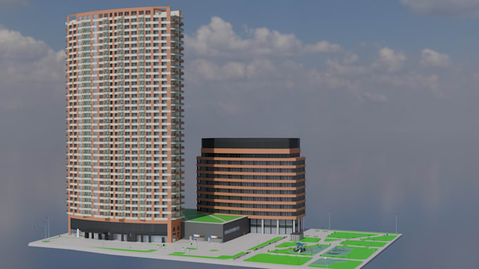 model 3d low poly buildings for you in blender