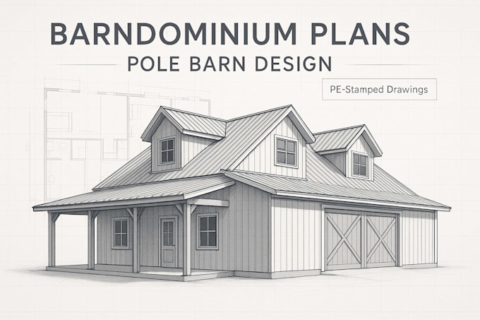 prepare barndominium and pole barn floor plan with pe stamp