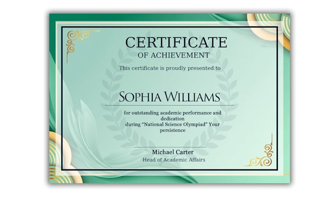design completion, diploma and award certificates
