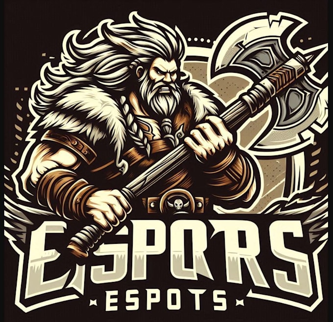 do vintage axe barbarian warrior esport logo with creative concepts