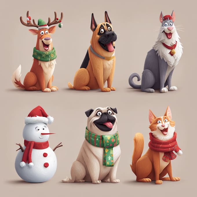 make a christmas pet portrait or illustration