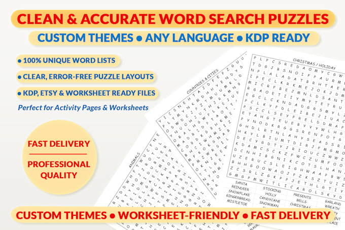 create professional word search puzzles for amazon KDP
