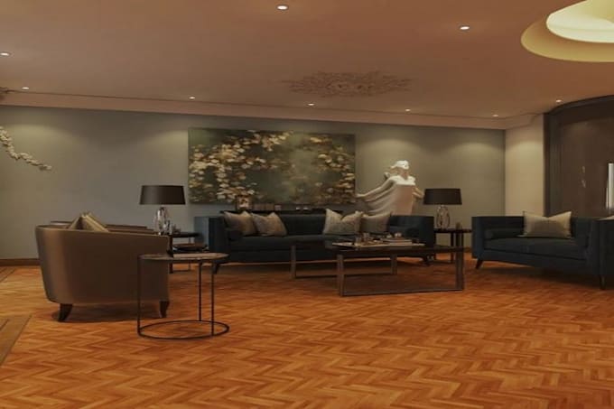 recreate luxurious residential interior hotel lobby panoramic rendering 3d model