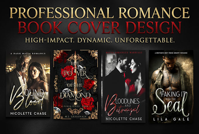 create a romance book cover for dark or contemporary genres