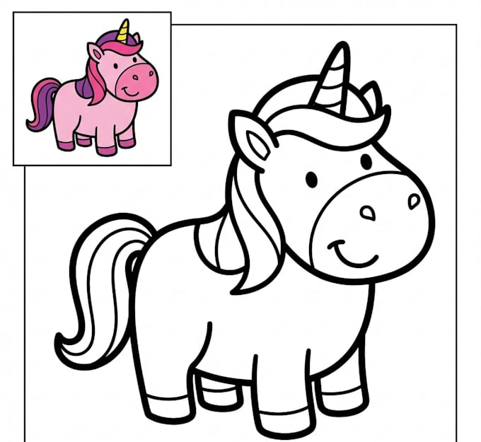 Design bold and easy line art coloring book pages for kids and adults ...