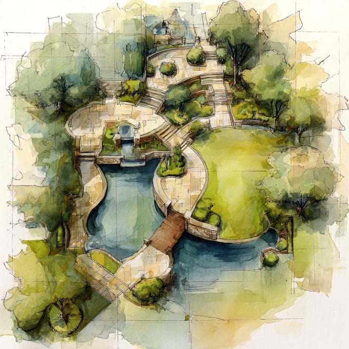 make watercolor landscape design