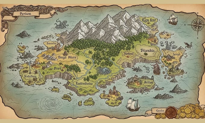 create board game map illustration 2d map art tabletop card game playmat design