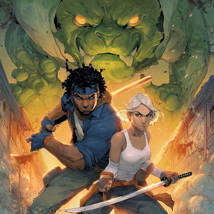 draw a cover art or comic cover art
