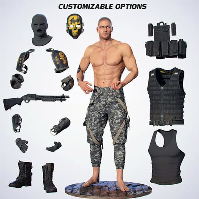create custom 3d low poly game character for 3d games and rendering