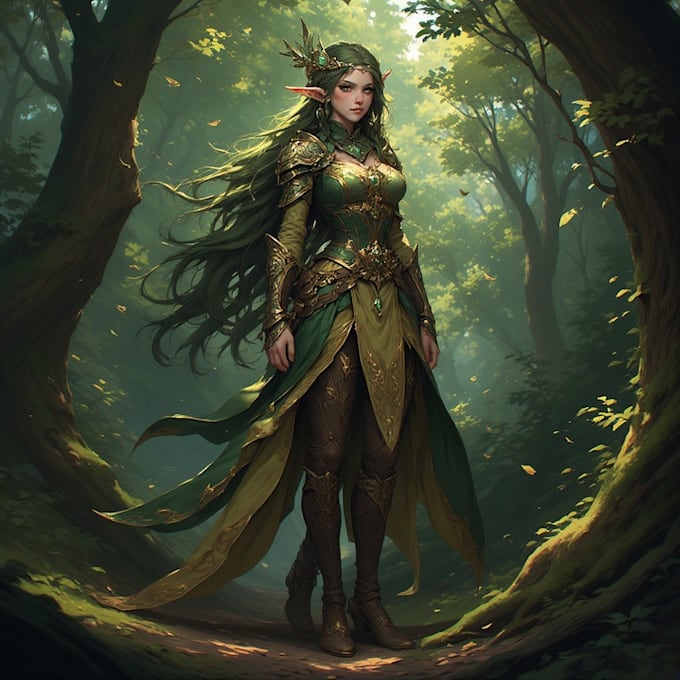 paint a character illustration in a fantasy world
