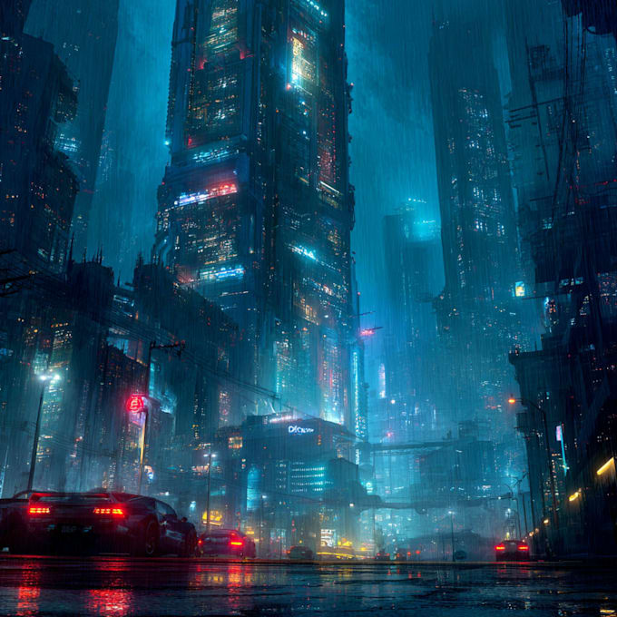 make a cyberpunk futuristic city and background