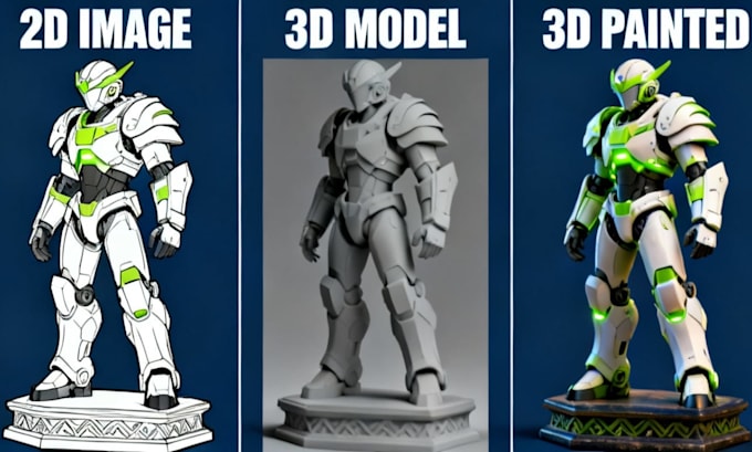 design 2d image to 3d model print and paint character stl 3d printing model