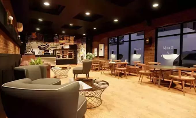 do restaurant 3d interior rendering dining space bar and cafe lounge design