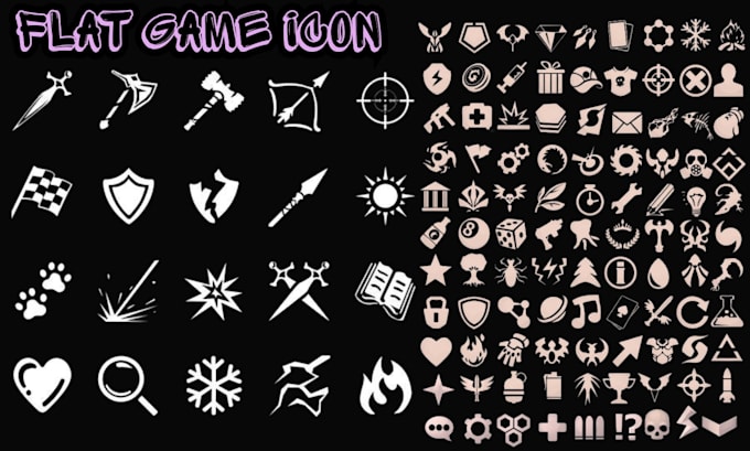 do colourful game icons, 2d flat icons, skill icons, UI icons, items and objects