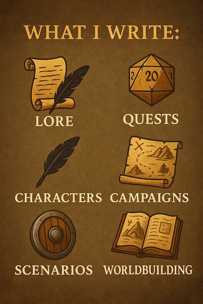 write unique storylines and character lore for tabletop game